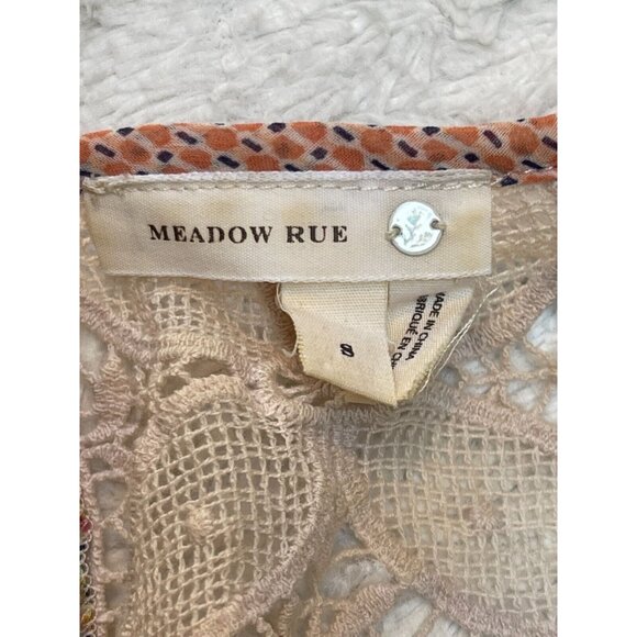 Anthropologie Meadow Rue Small Paisley Crochet Lace Peasant Top Blouse Green - Picture 3 of 10